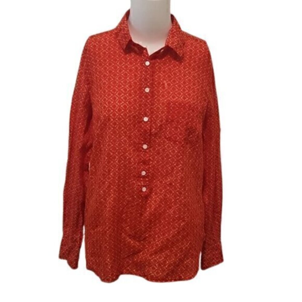 [J Crew] Orange Half Button Down Top - Size XS